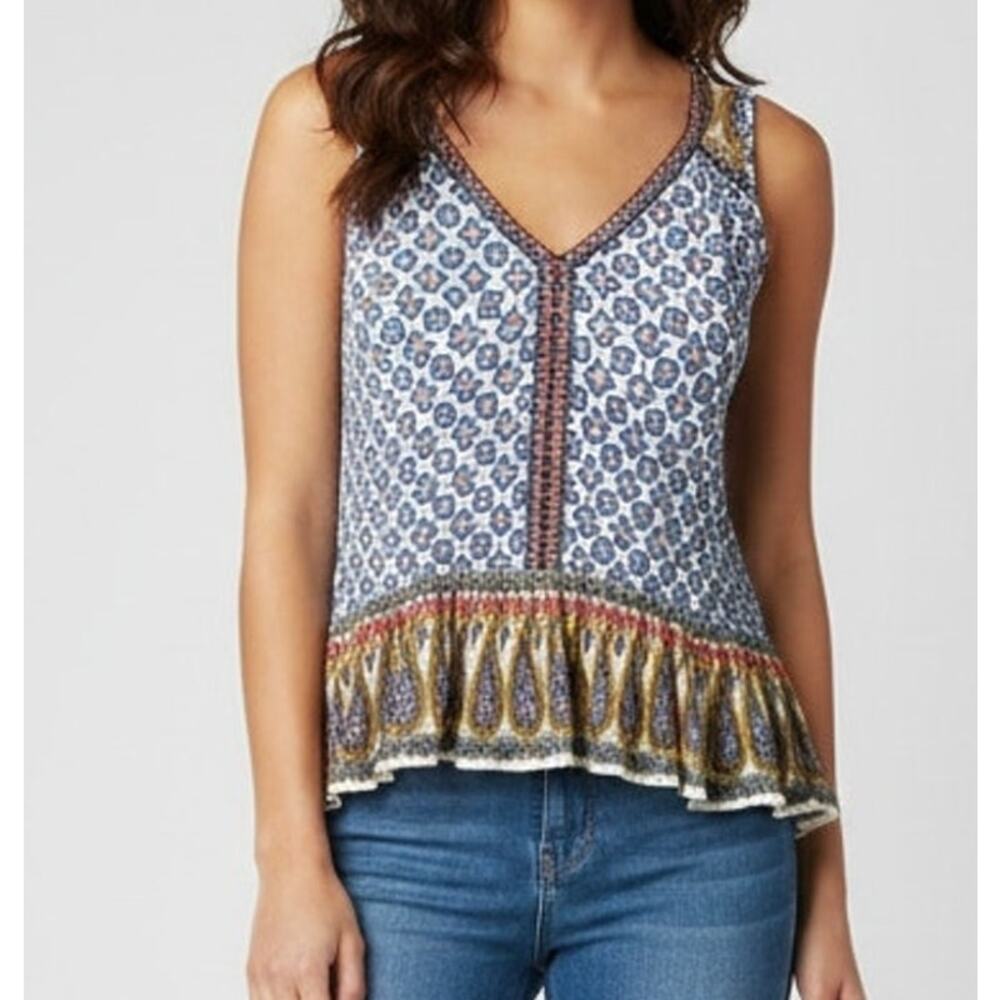 Patrons of Peace Small V Neck Sleeveless Peplum Top